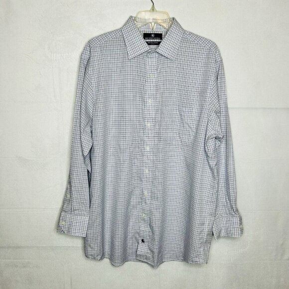 Hart Schaffner Marx Other - Hart Schaffner Marx Dress Shirt 16.5 x 33 Mens Blue Plaid Pima Cotton Non-Iron
